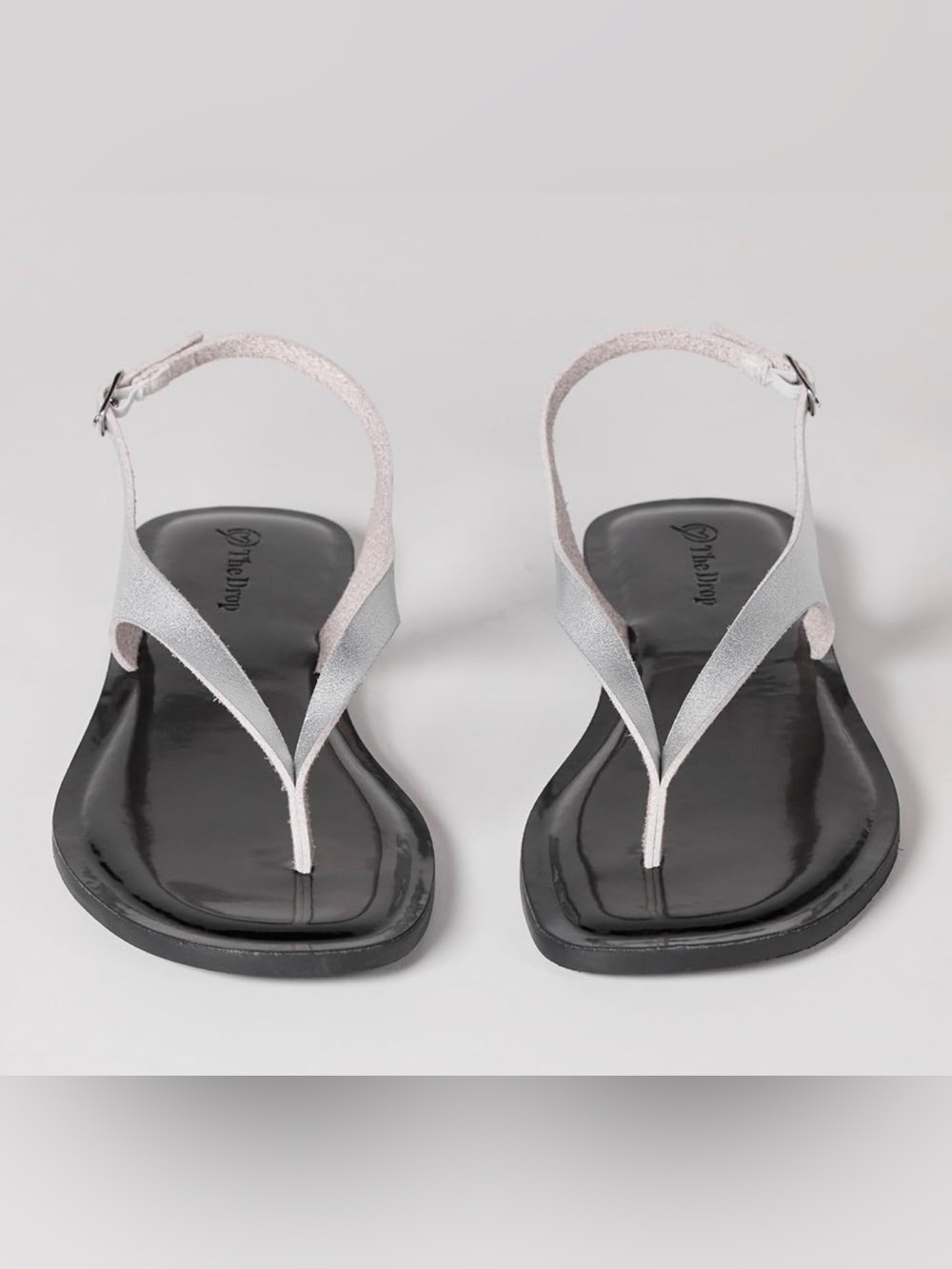 Metallic Silver Women's T-Strap Sandals